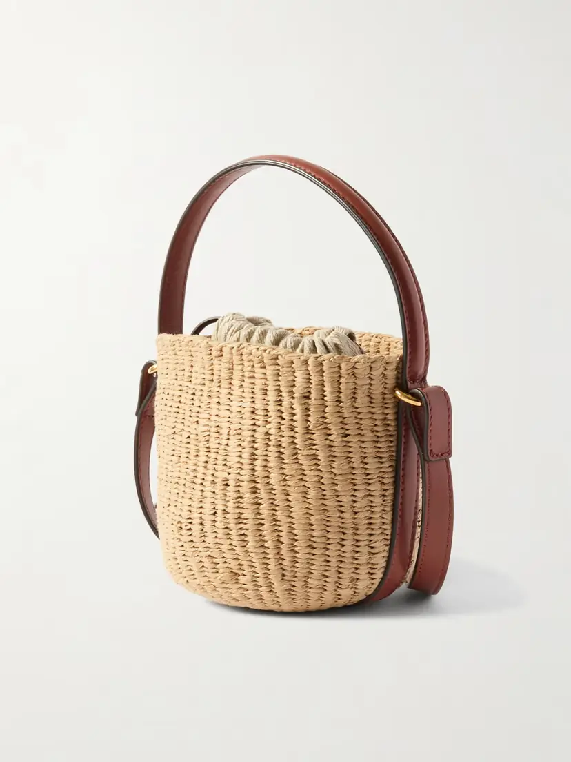 Chloé Embossed Leather-trimmed Raffia-like Bucket Bag | Thumbnail 3 Chloé Embossed Leather-trimmed Raffia-like Bucket Bag | Thumbnail 3