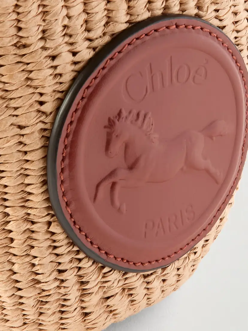 Chloé Embossed Leather-trimmed Raffia-like Bucket Bag | Thumbnail 4 Chloé Embossed Leather-trimmed Raffia-like Bucket Bag | Thumbnail 4
