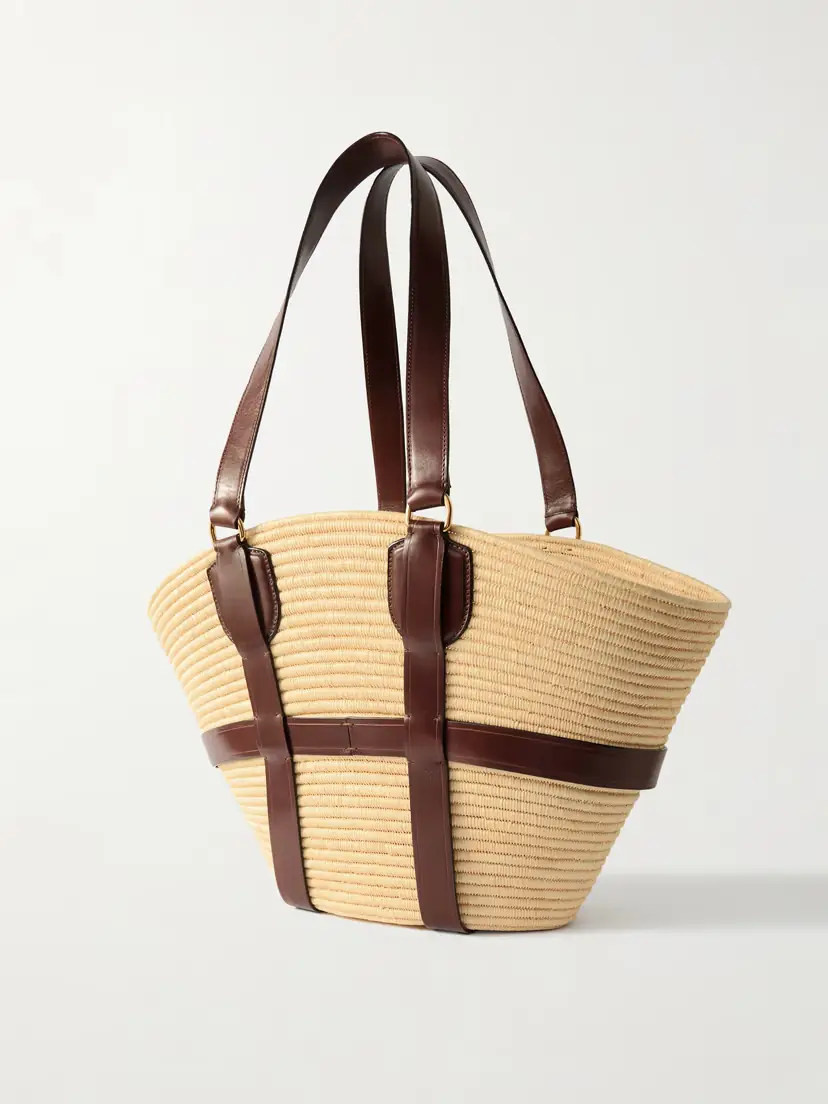 Chloé Kerala 25 Leather-trimmed Raffia-like Tote | Thumbnail 3 Chloé Kerala 25 Leather-trimmed Raffia-like Tote | Thumbnail 3