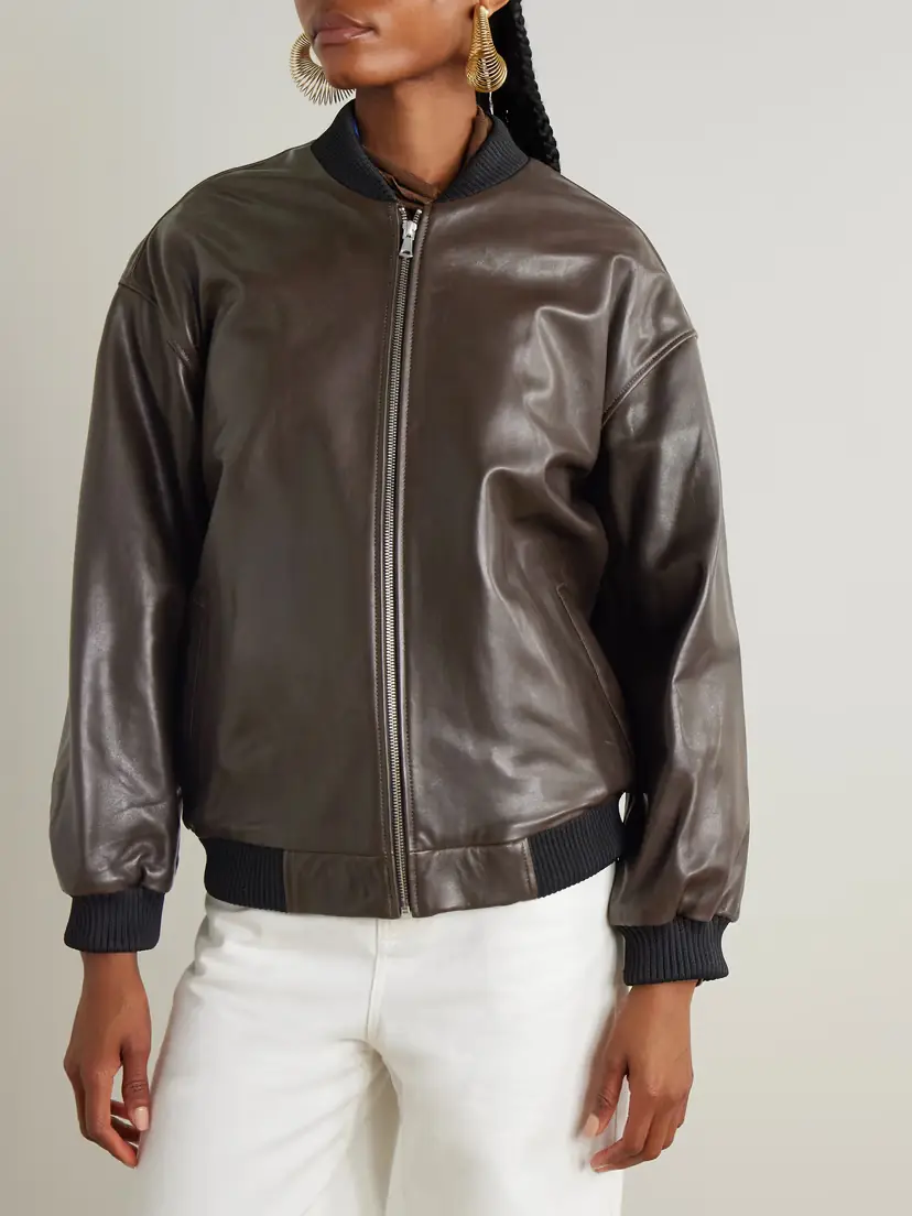 Nour Hammour Marly Leather Bomber Jacket | Thumbnail 3 Nour Hammour Marly Leather Bomber Jacket | Thumbnail 3