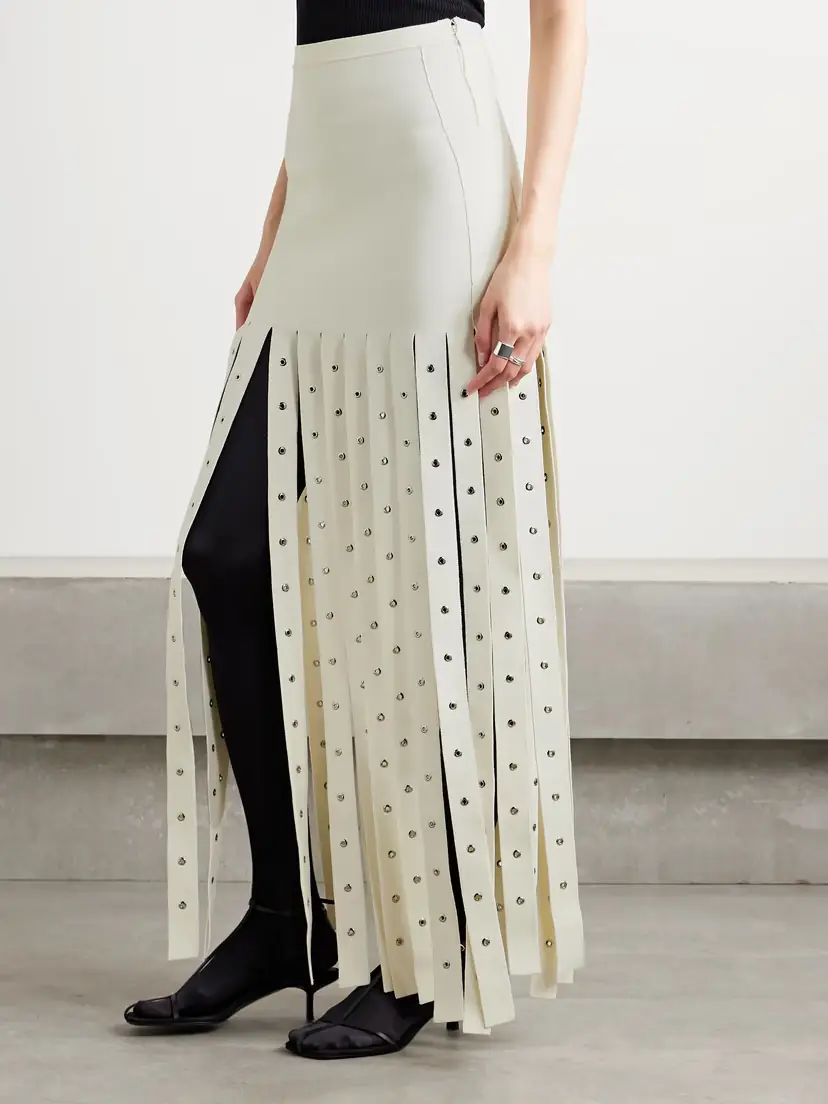 Proenza Schouler Effe Eyelet-embellished Fringed Stretch-knit Maxi Skirt | Thumbnail 3 Proenza Schouler Effe Eyelet-embellished Fringed Stretch-knit Maxi Skirt | Thumbnail 3