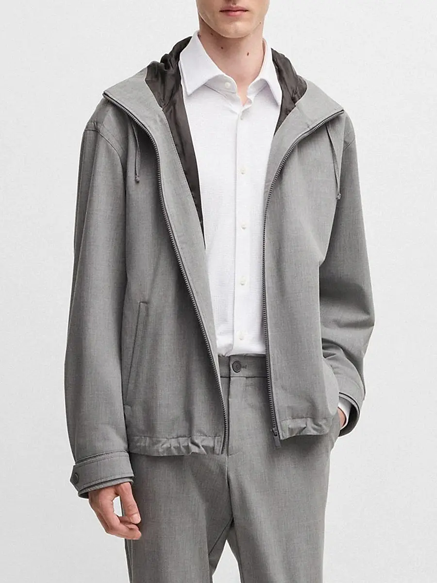 BOSS Men's Regular-Fit Jacket in Performance-Stretch Material - Grey | Thumbnail 2