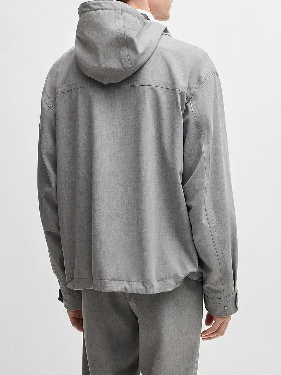BOSS Men's Regular-Fit Jacket in Performance-Stretch Material - Grey | Thumbnail 4