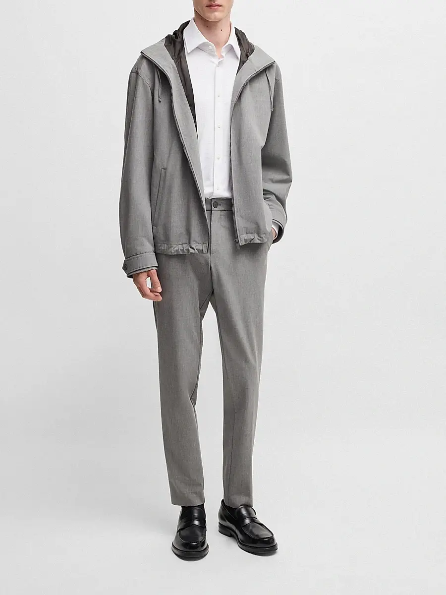 BOSS Men's Regular-Fit Jacket in Performance-Stretch Material - Grey | Thumbnail 6