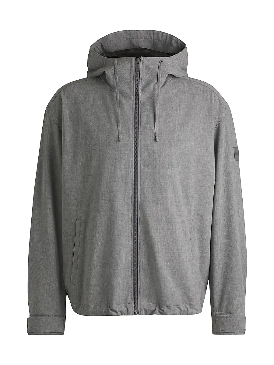 BOSS Men's Regular-Fit Jacket in Performance-Stretch Material - Grey | Image 1 BOSS Men's Regular-Fit Jacket in Performance-Stretch Material - Grey | Image 1