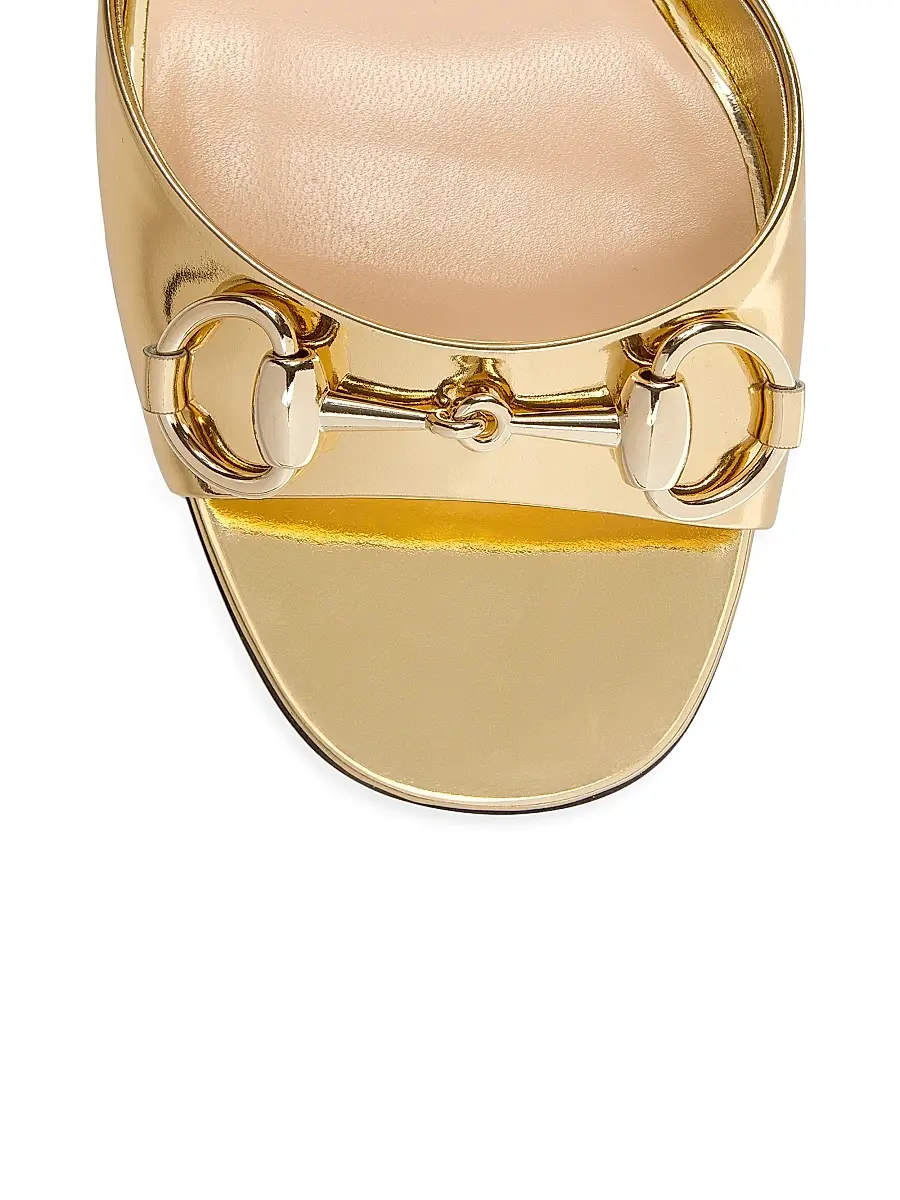 Gucci Women's Lady Horsebit Metallic Leather Sandals - Gold Glow | Thumbnail 5 Gucci Women's Lady Horsebit Metallic Leather Sandals - Gold Glow | Thumbnail 5