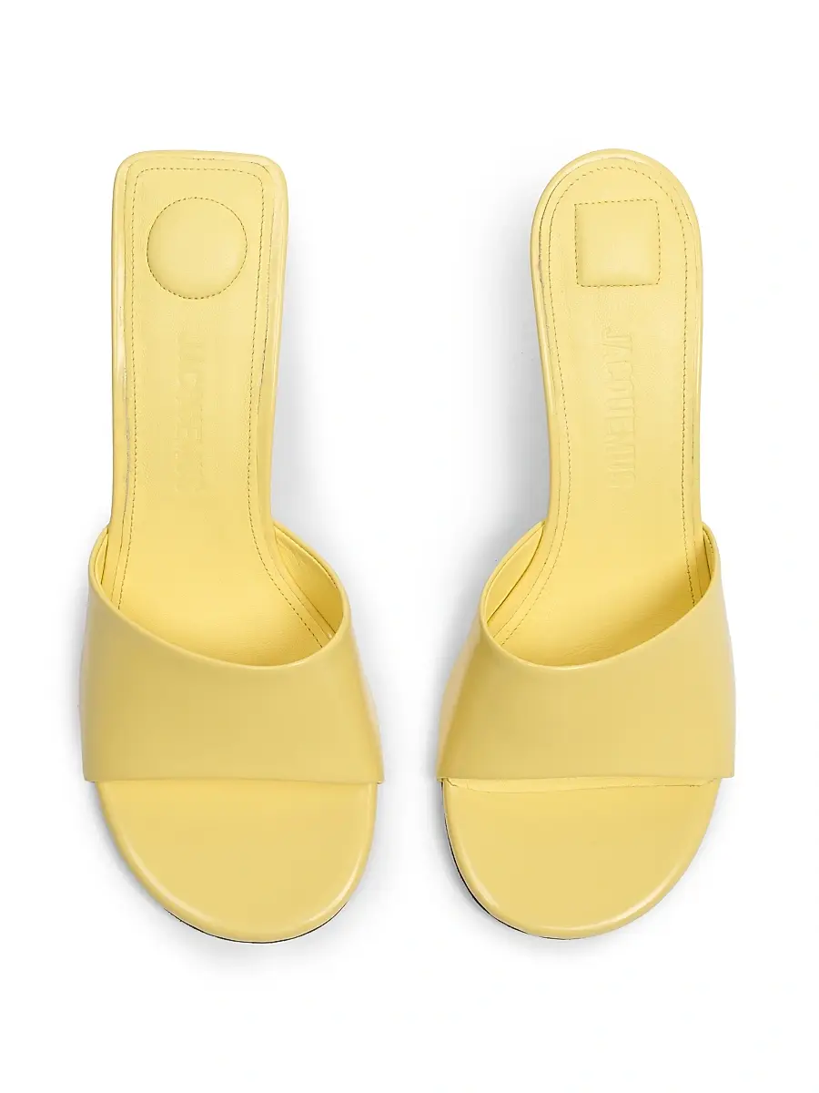 Jacquemus Women's Cubisto 70MM Leather Mules - Light Yellow | Thumbnail 4 Jacquemus Women's Cubisto 70MM Leather Mules - Light Yellow | Thumbnail 4