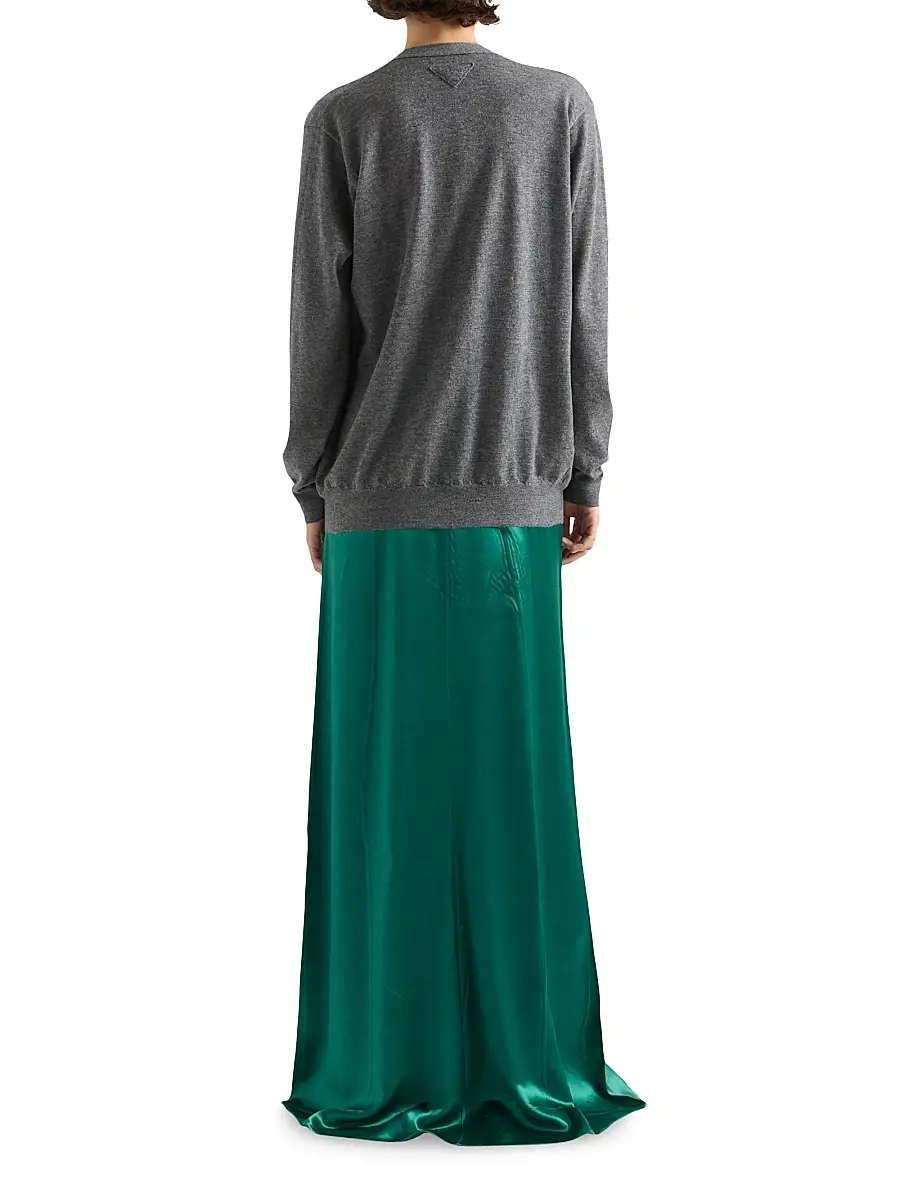 Prada Women's Long Satin Dress - Green | Thumbnail 3
