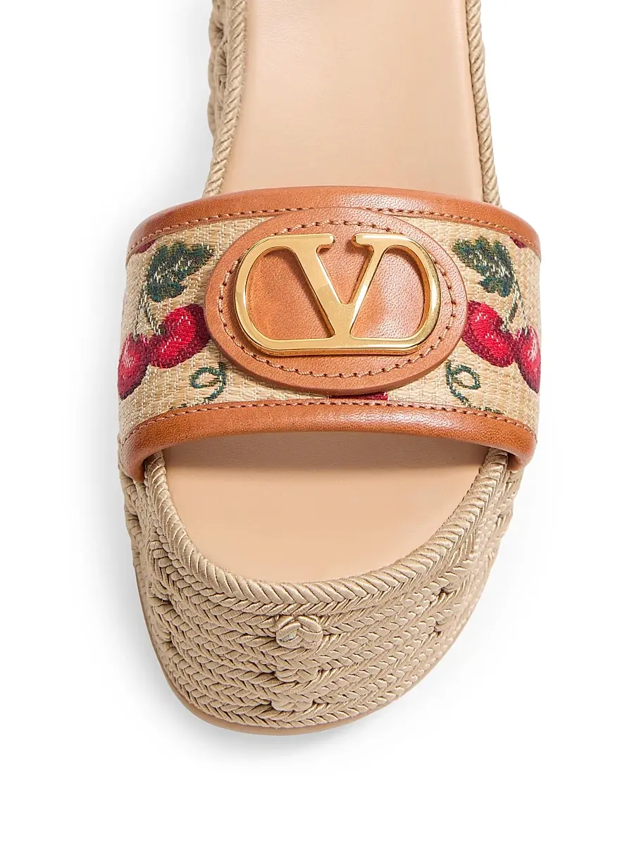 Valentino Women's VLogo Signature Cherryfic Pattern Wedge Sandals 120MM | Thumbnail 3 Valentino Women's VLogo Signature Cherryfic Pattern Wedge Sandals 120MM | Thumbnail 3