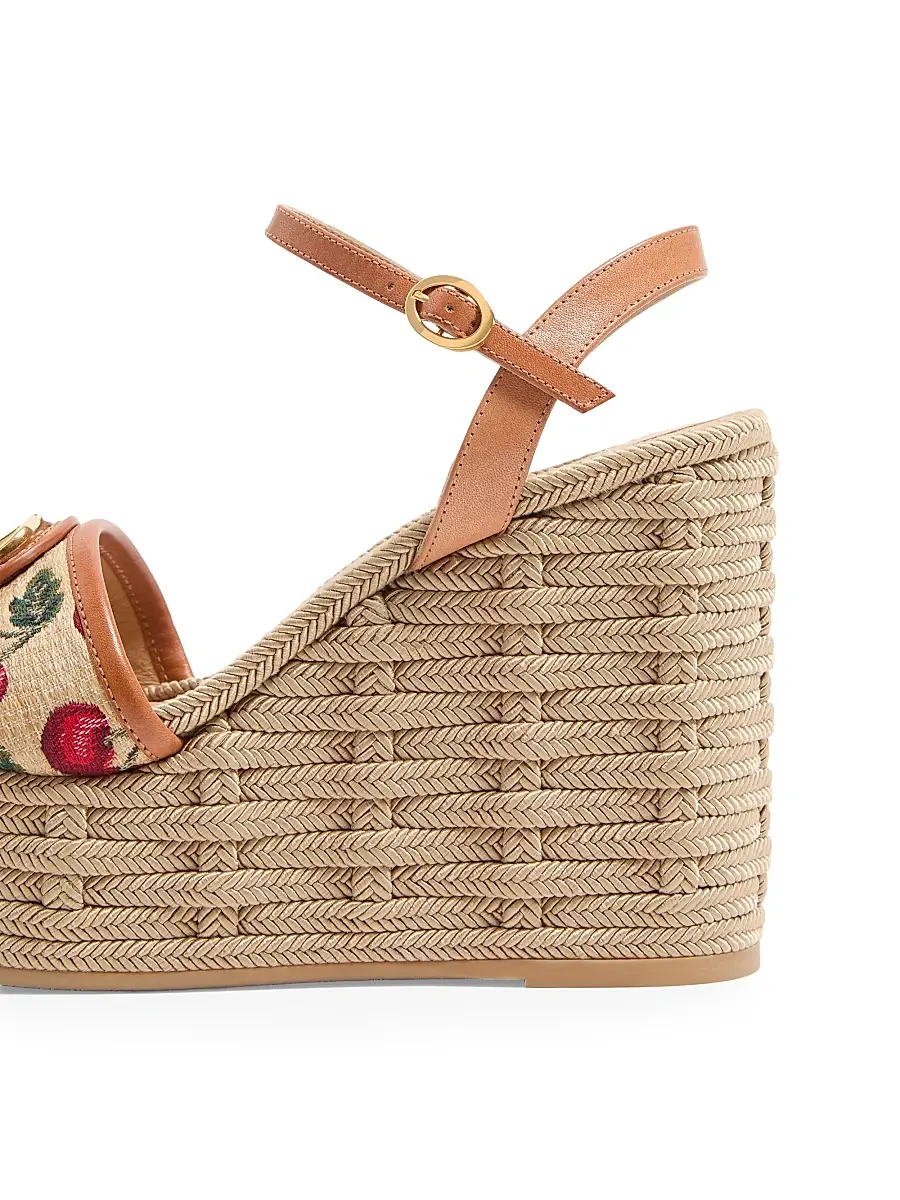 Valentino Women's VLogo Signature Cherryfic Pattern Wedge Sandals 120MM | Thumbnail 5 Valentino Women's VLogo Signature Cherryfic Pattern Wedge Sandals 120MM | Thumbnail 5