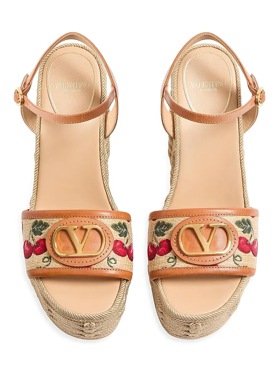 Valentino Women's VLogo Signature Cherryfic Pattern Wedge Sandals 120MM | Thumbnail 6 Valentino Women's VLogo Signature Cherryfic Pattern Wedge Sandals 120MM | Thumbnail 6