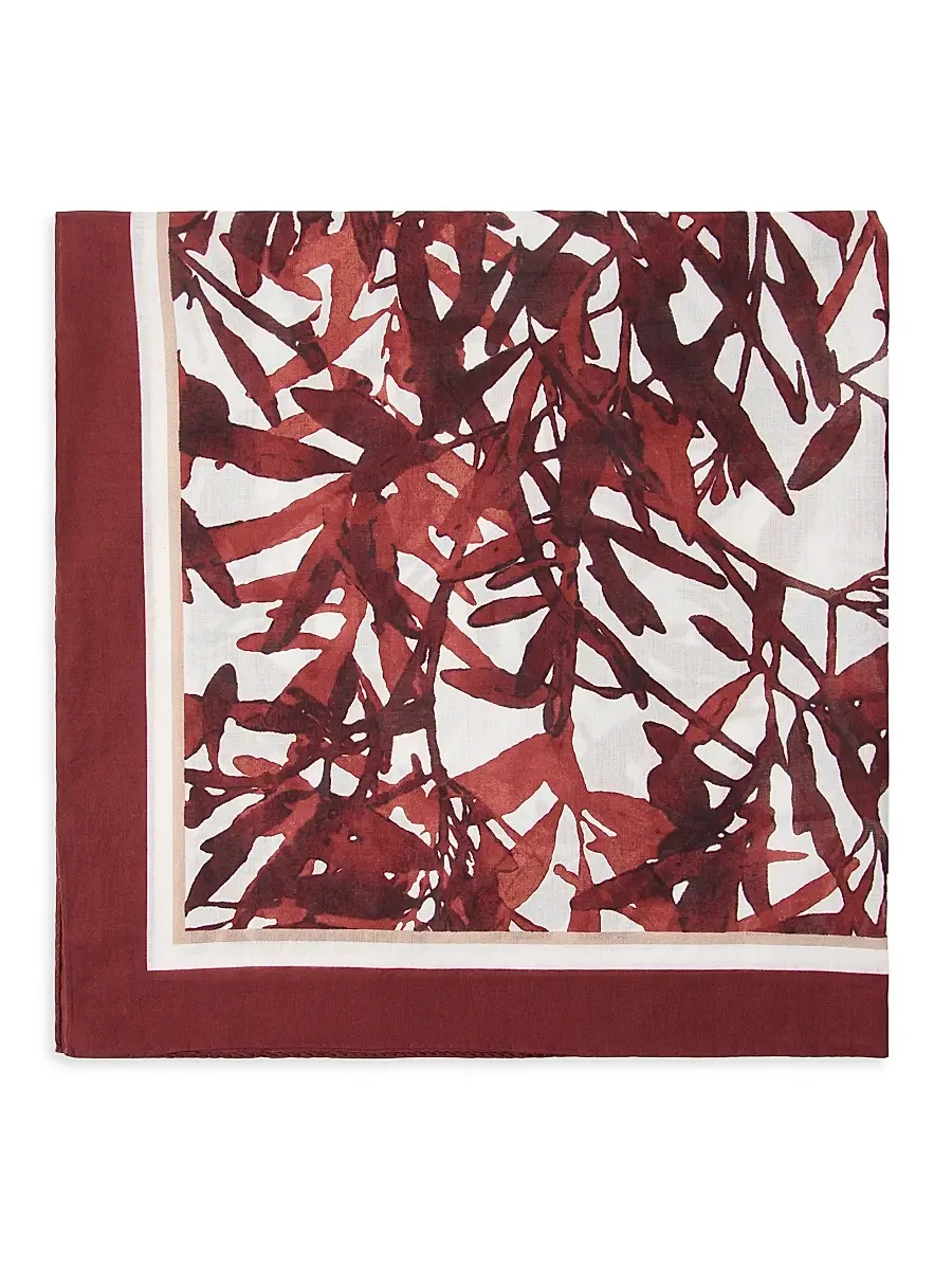 Brunello Cucinelli Women's Herbarium Print Cotton Foulard Scarf - Red | Image 1 Brunello Cucinelli Women's Herbarium Print Cotton Foulard Scarf - Red | Image 1