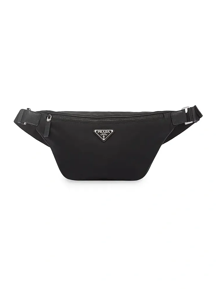Men's Re-Nylon And Saffiano Leather Belt Bag