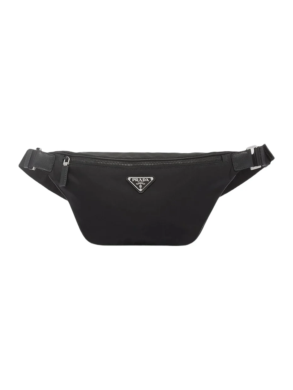 Men's Re-Nylon And Saffiano Leather Belt Bag Men's Re-Nylon And Saffiano Leather Belt Bag