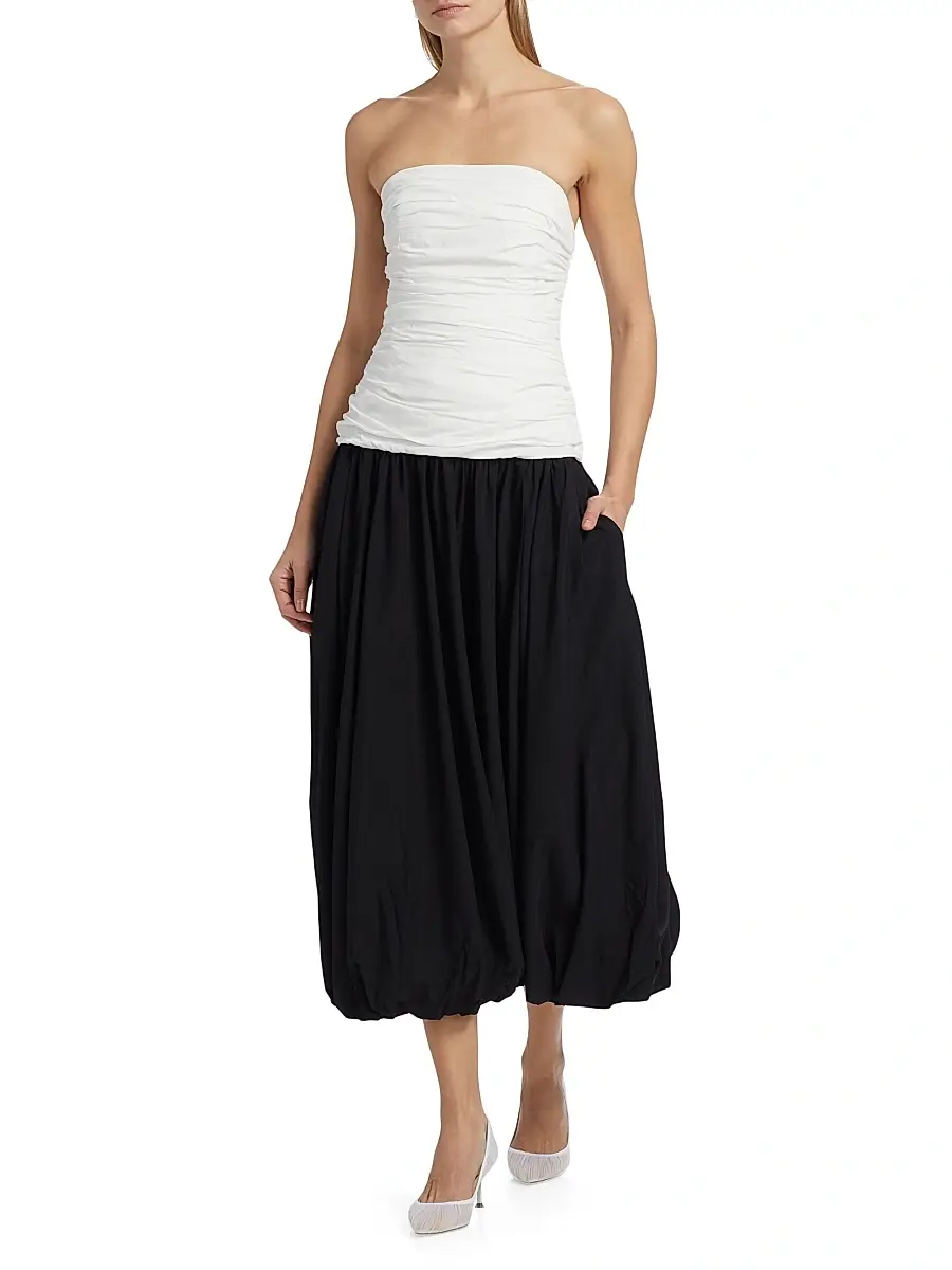 Nicholas the Label Women's Despina Ruched Colorblocked Strapless Midi-Dress | Thumbnail 2 Nicholas the Label Women's Despina Ruched Colorblocked Strapless Midi-Dress | Thumbnail 2
