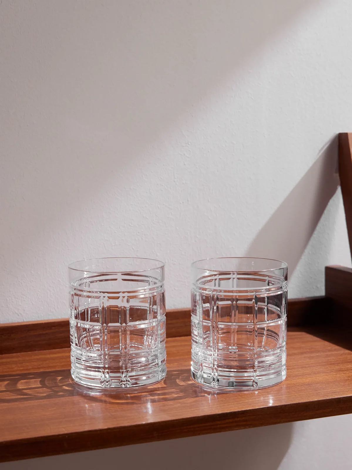 Ralph Lauren Home Hudson Plaid Set of Two Double Old Fashioned Crystal Glasses - Men