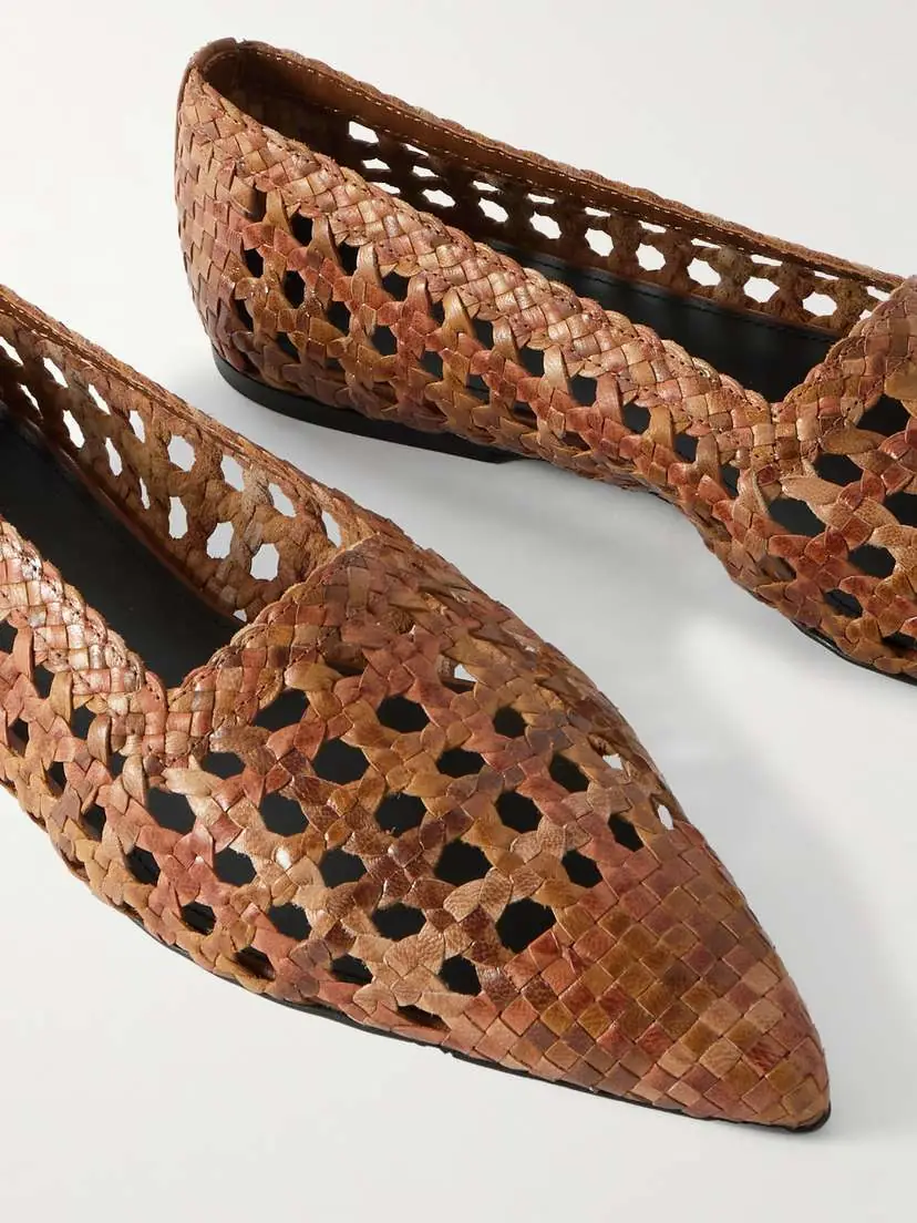 Loro Piana Ayame Woven Leather Pointed-toe Flats | Thumbnail 4