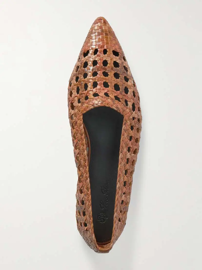Loro Piana Ayame Woven Leather Pointed-toe Flats | Thumbnail 5