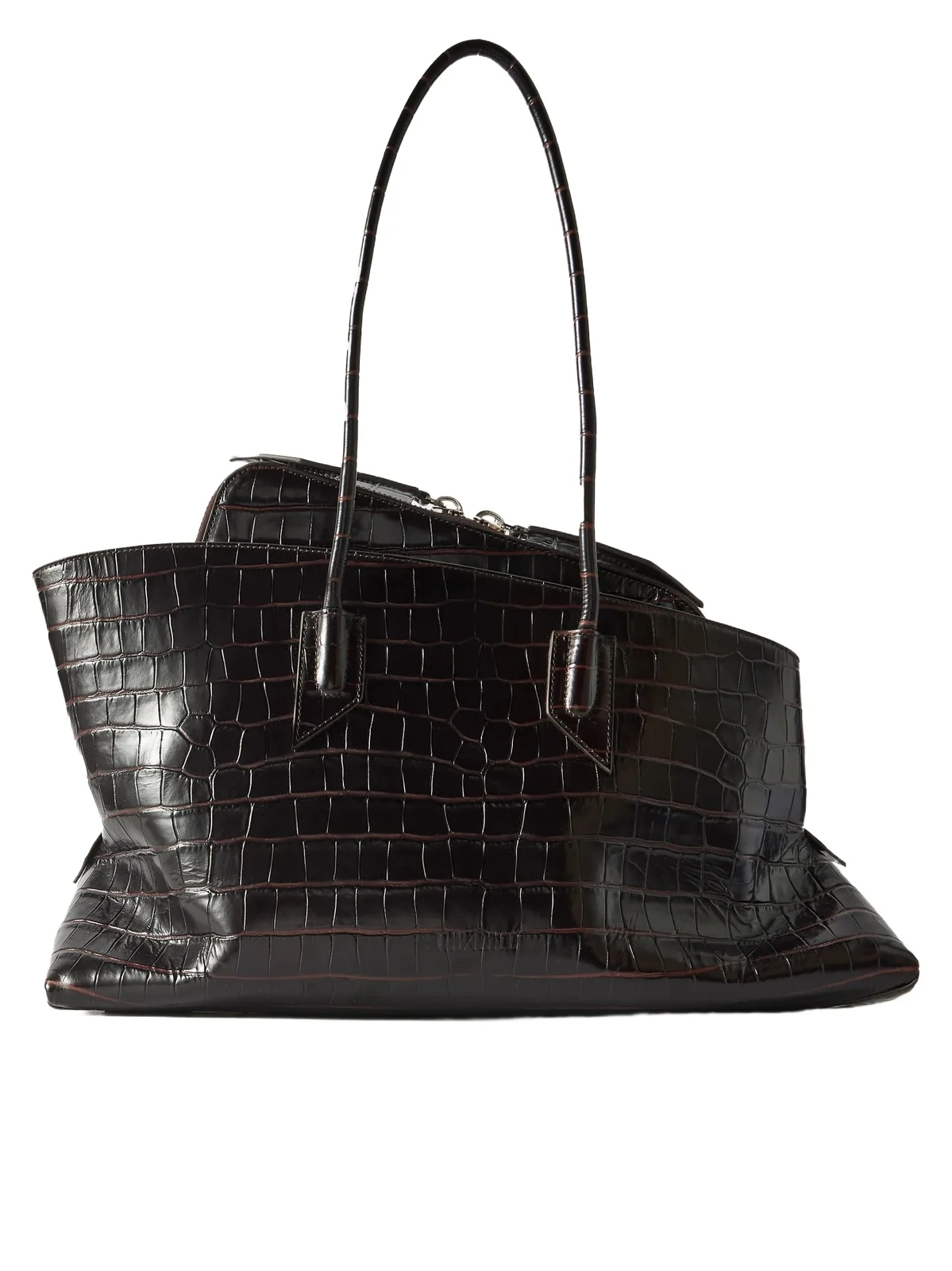 La Passeggiata Medium Asymmetric Croc-effect Leather Tote La Passeggiata Medium Asymmetric Croc-effect Leather Tote