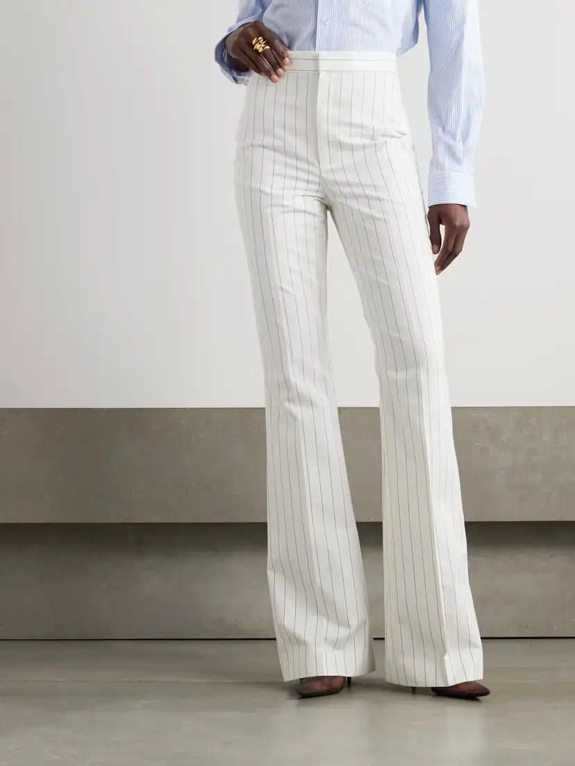 Ralph Lauren Collection Neeva Pinstriped Cotton, Linen And Wool-blend Flared Pants | Thumbnail 3 Ralph Lauren Collection Neeva Pinstriped Cotton, Linen And Wool-blend Flared Pants | Thumbnail 3