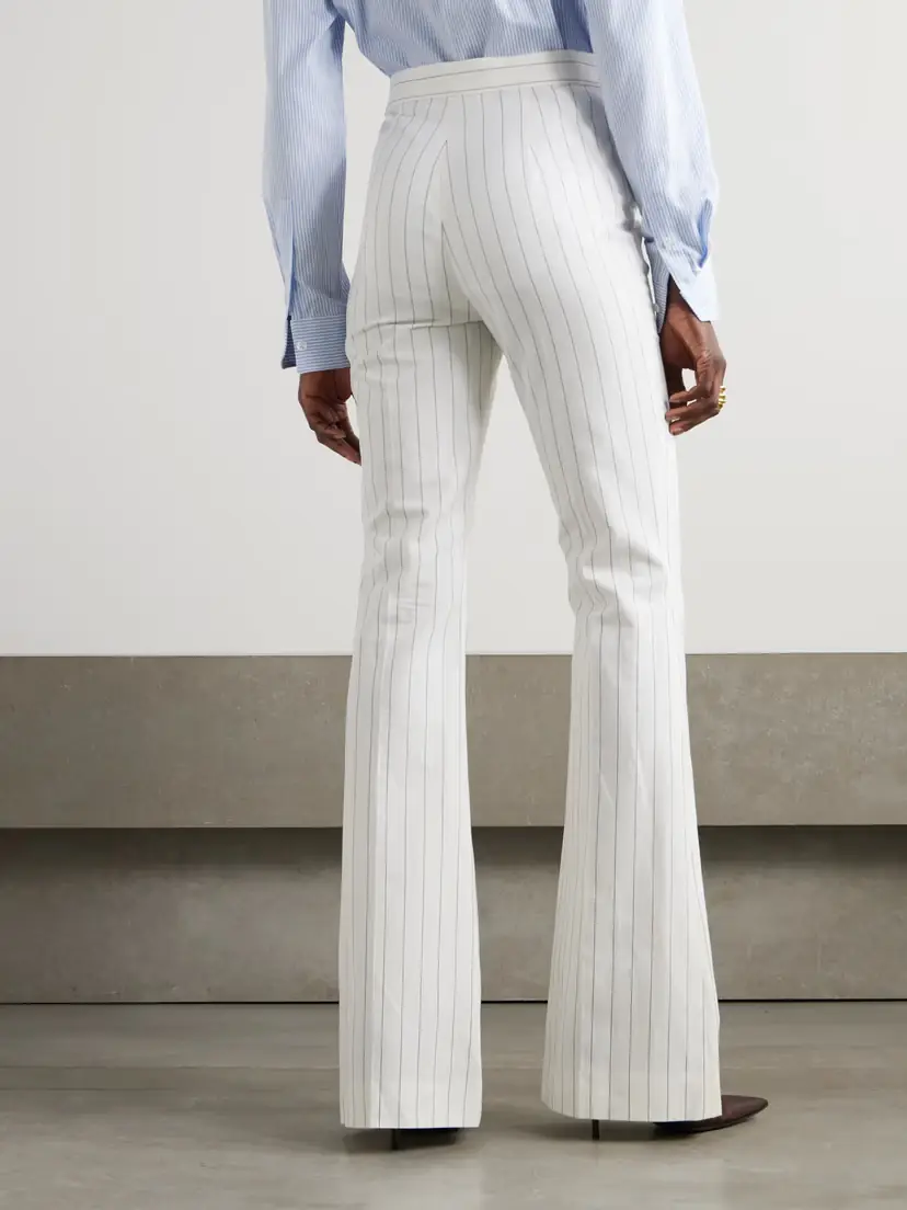 Ralph Lauren Collection Neeva Pinstriped Cotton, Linen And Wool-blend Flared Pants | Thumbnail 4 Ralph Lauren Collection Neeva Pinstriped Cotton, Linen And Wool-blend Flared Pants | Thumbnail 4