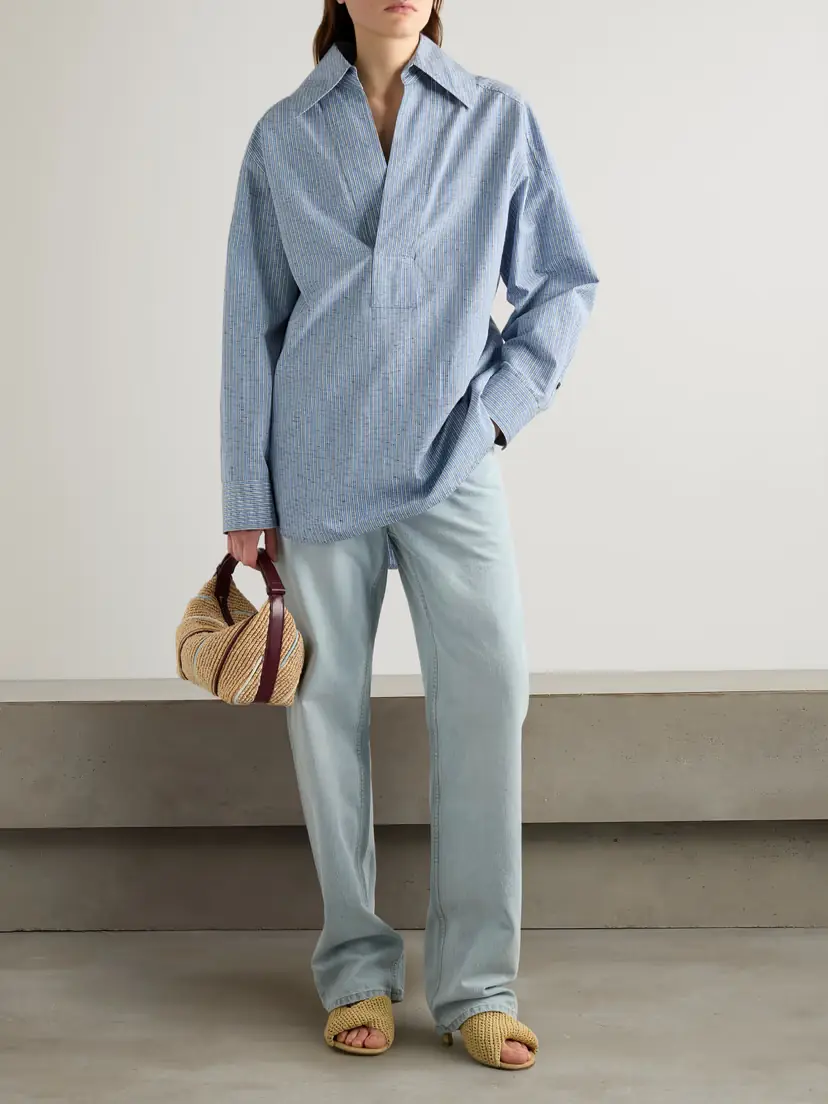 Bottega Veneta Oversized Striped Cotton-blend Shirt | Thumbnail 2 Bottega Veneta Oversized Striped Cotton-blend Shirt | Thumbnail 2