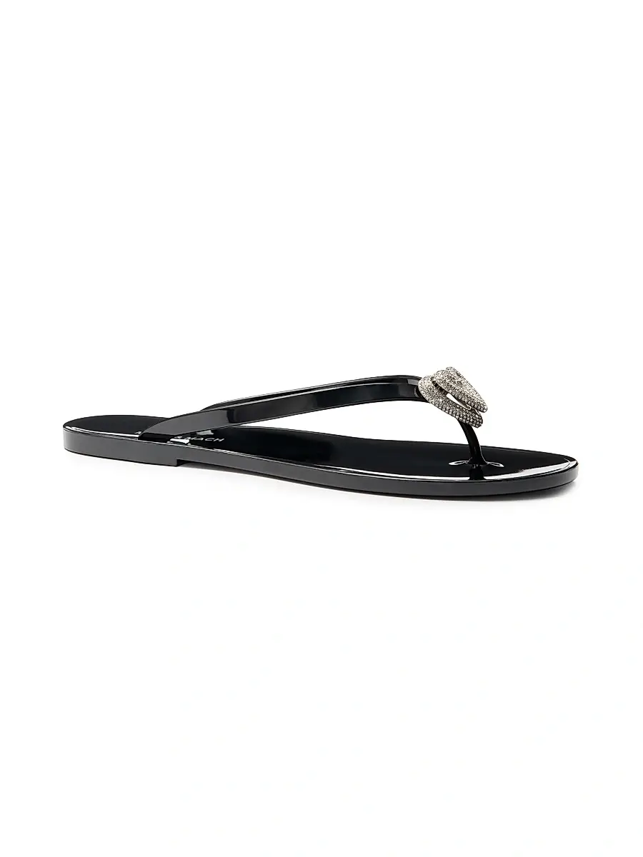 Mach & Mach Women's Double Heart Flip-Flops - Black | Thumbnail 2 Mach & Mach Women's Double Heart Flip-Flops - Black | Thumbnail 2