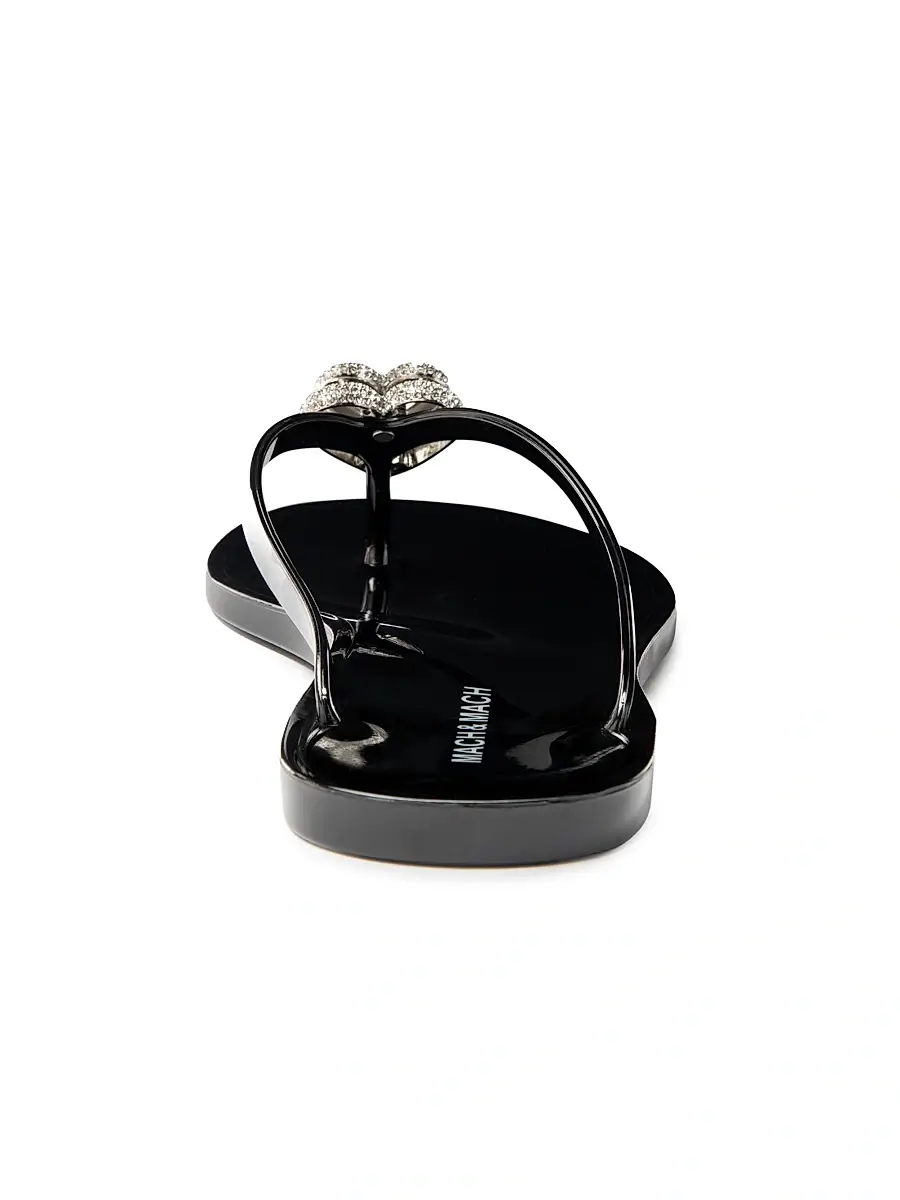 Mach & Mach Women's Double Heart Flip-Flops - Black | Thumbnail 3 Mach & Mach Women's Double Heart Flip-Flops - Black | Thumbnail 3