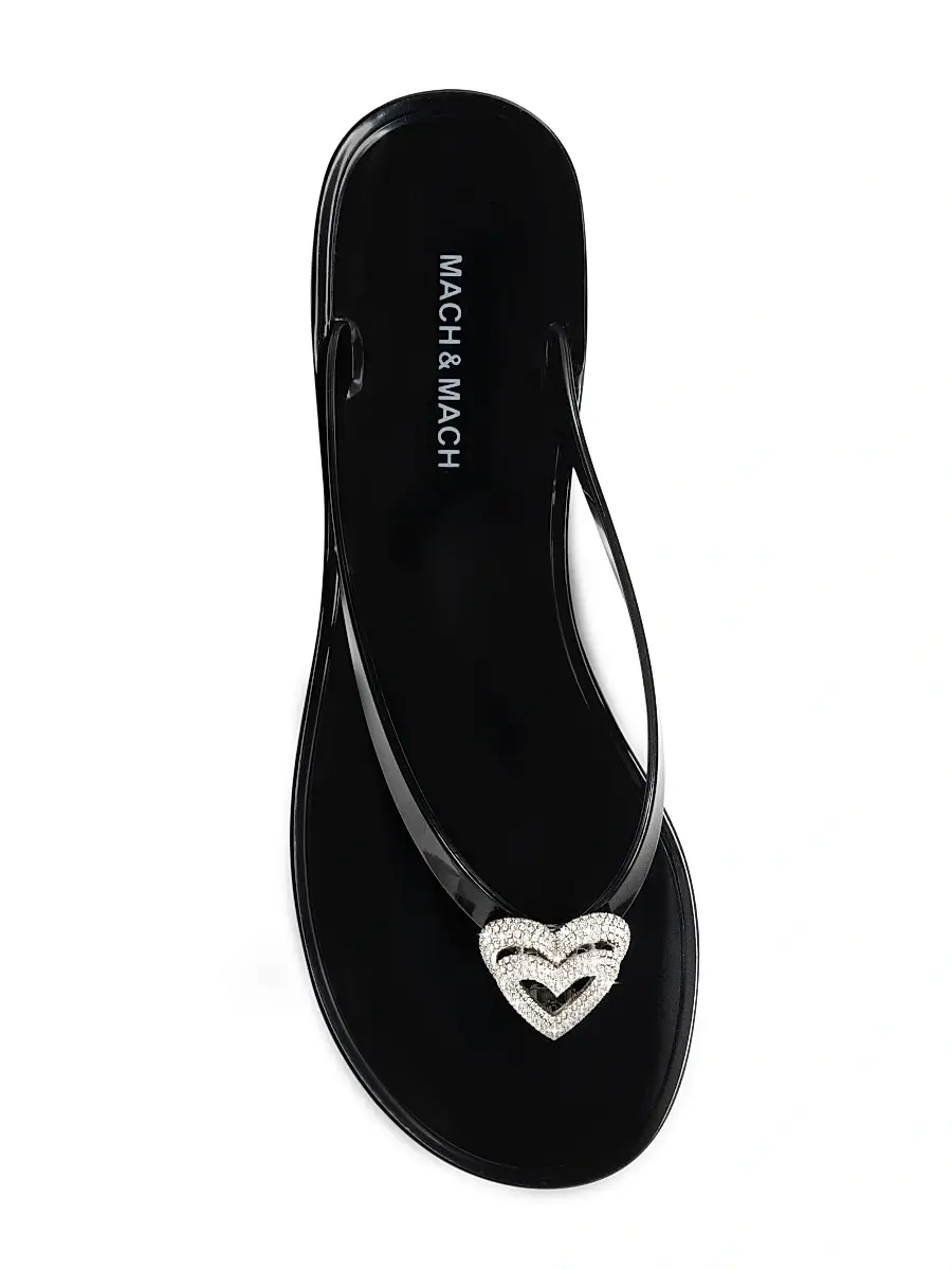 Mach & Mach Women's Double Heart Flip-Flops - Black | Thumbnail 4 Mach & Mach Women's Double Heart Flip-Flops - Black | Thumbnail 4