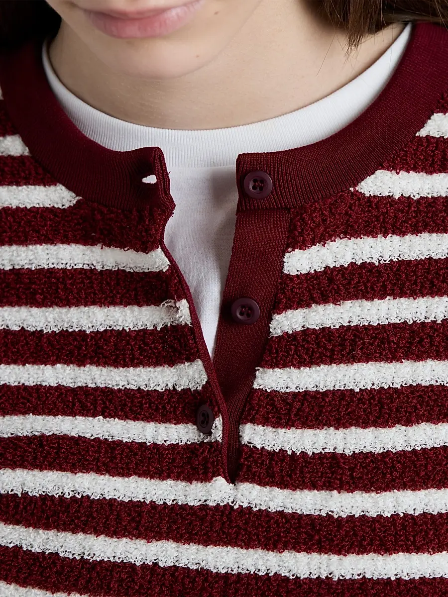 Prada Women's Cotton Bouclé Crew-Neck Sweater - Dark Red | Thumbnail 6 Prada Women's Cotton Bouclé Crew-Neck Sweater - Dark Red | Thumbnail 6