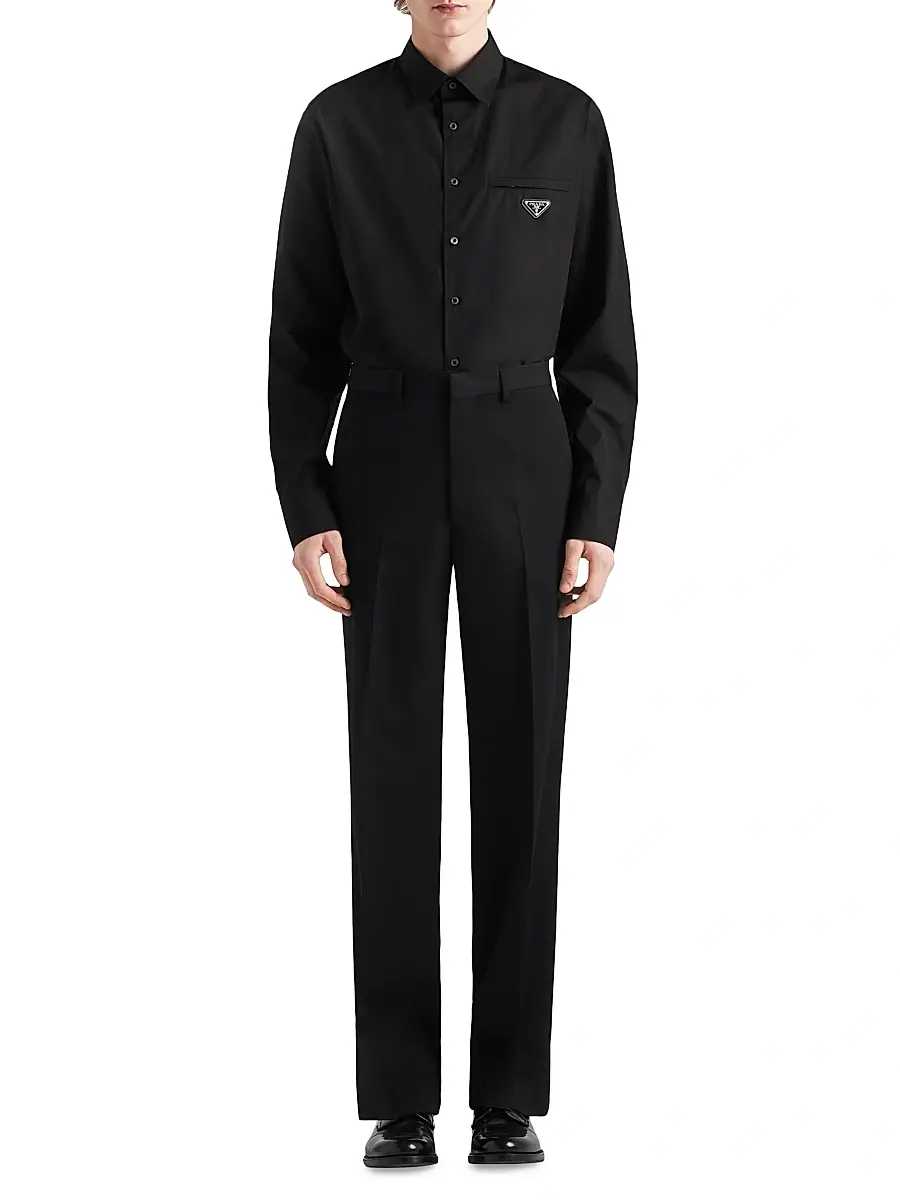 Prada Men's Cotton Shirt - Black | Thumbnail 2 Prada Men's Cotton Shirt - Black | Thumbnail 2
