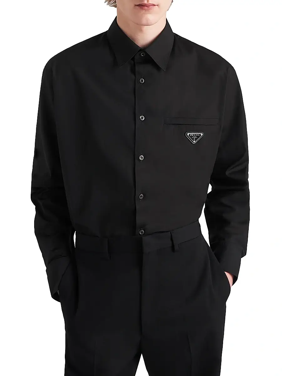Prada Men's Cotton Shirt - Black | Thumbnail 4 Prada Men's Cotton Shirt - Black | Thumbnail 4
