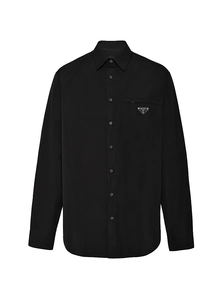 Prada Men's Cotton Shirt - Black | Image 1 Prada Men's Cotton Shirt - Black | Image 1