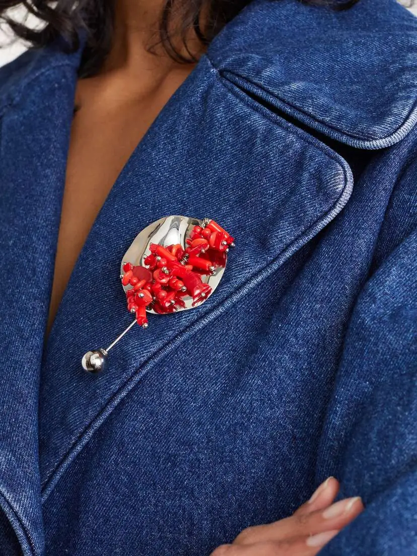 Dries Van Noten Silver-tone Beaded Brooch | Thumbnail 2