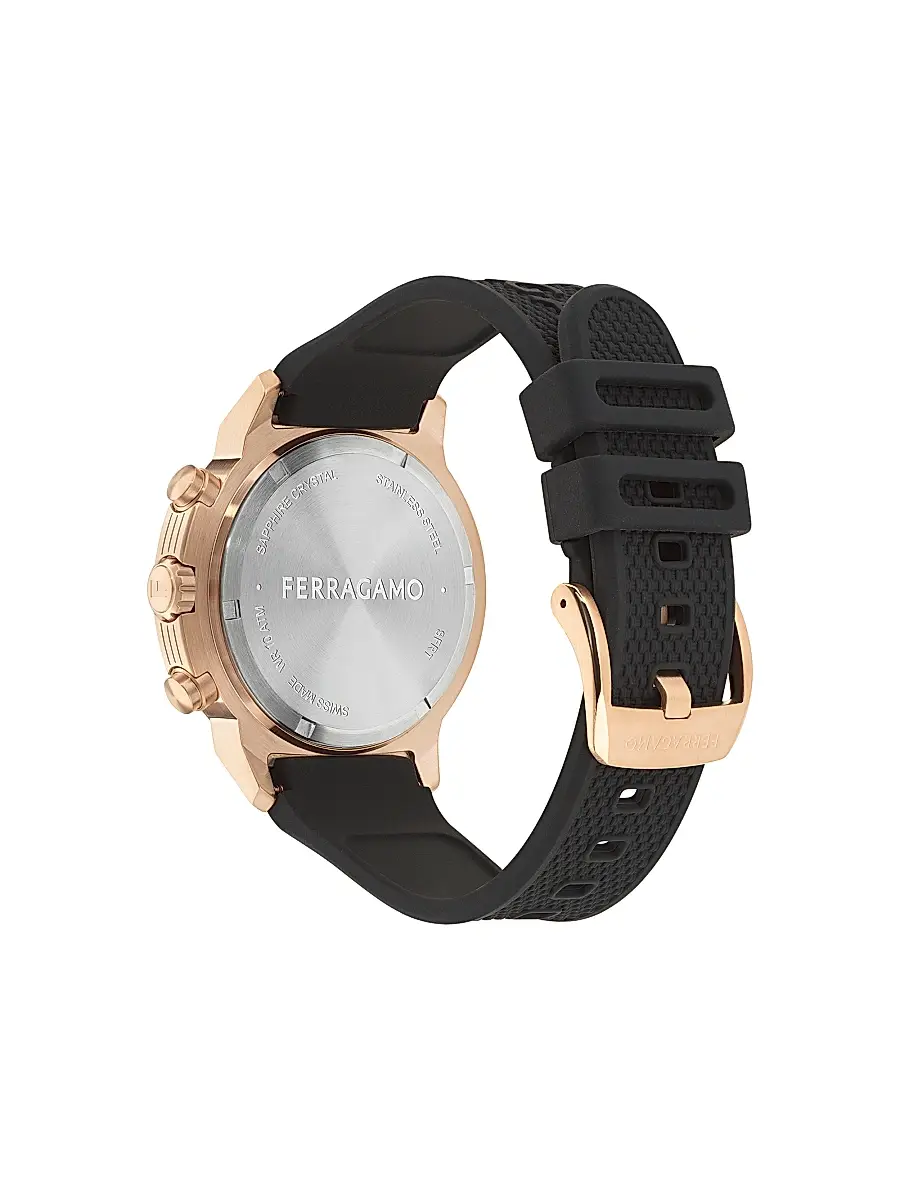 FERRAGAMO Men's Rose Goldtone & Silicone Chronograph Watch/44MM - Rose Gold | Thumbnail 3 FERRAGAMO Men's Rose Goldtone & Silicone Chronograph Watch/44MM - Rose Gold | Thumbnail 3