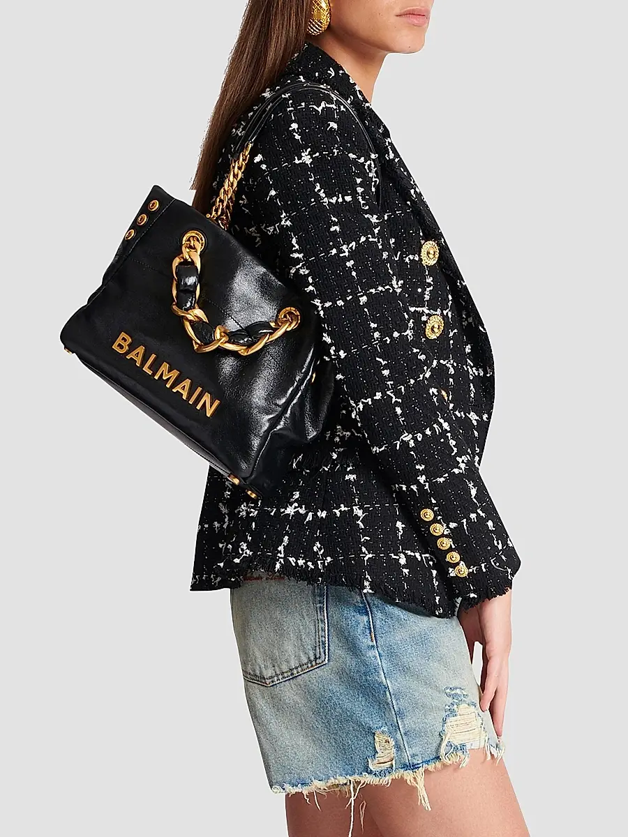 Balmain Women's 1945 Soft Cabas Crinkled Leather Bag - Noir | Thumbnail 2