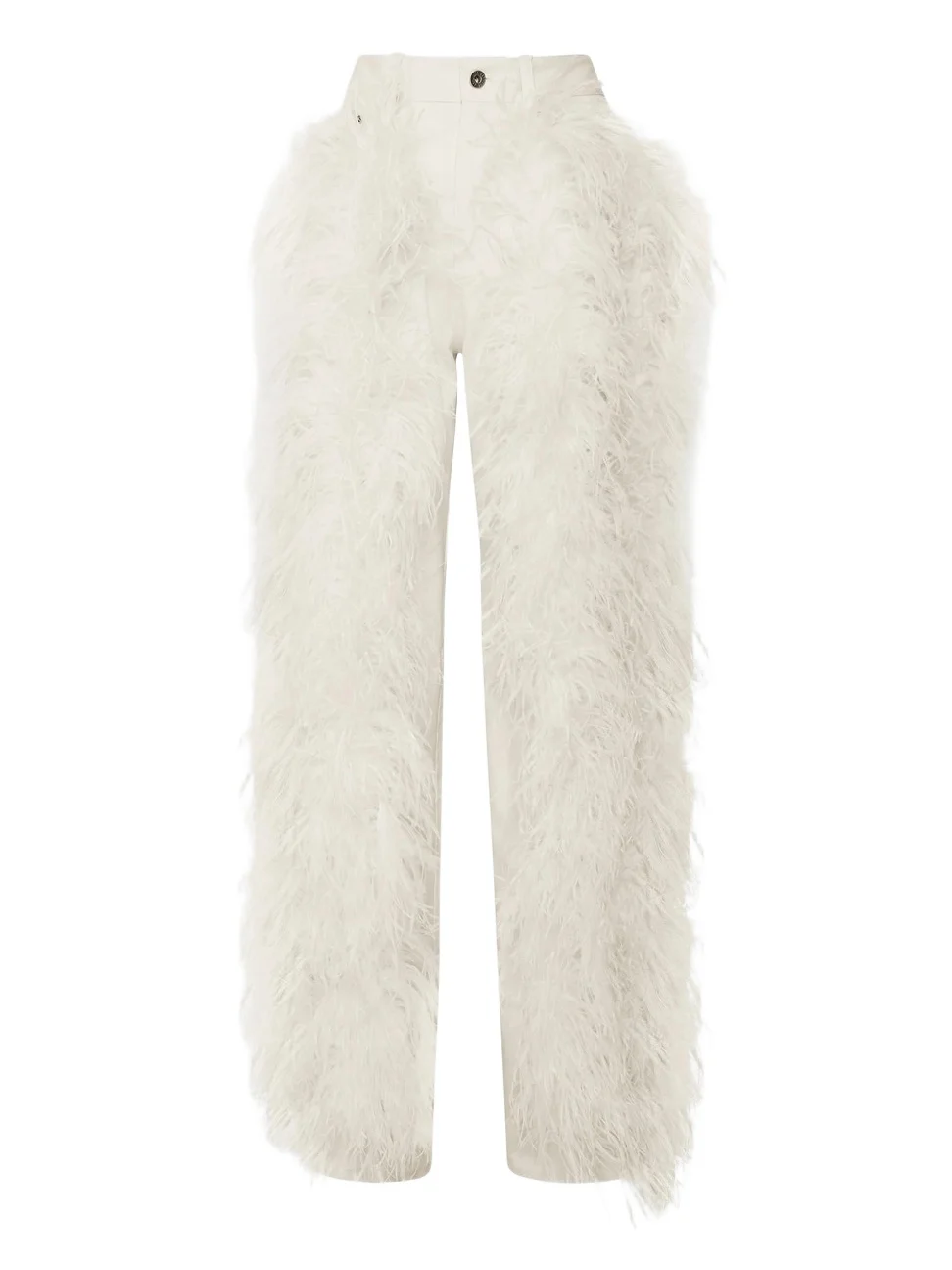 Stretch Cotton Twill Denim Pant With Feathers Stretch Cotton Twill Denim Pant With Feathers