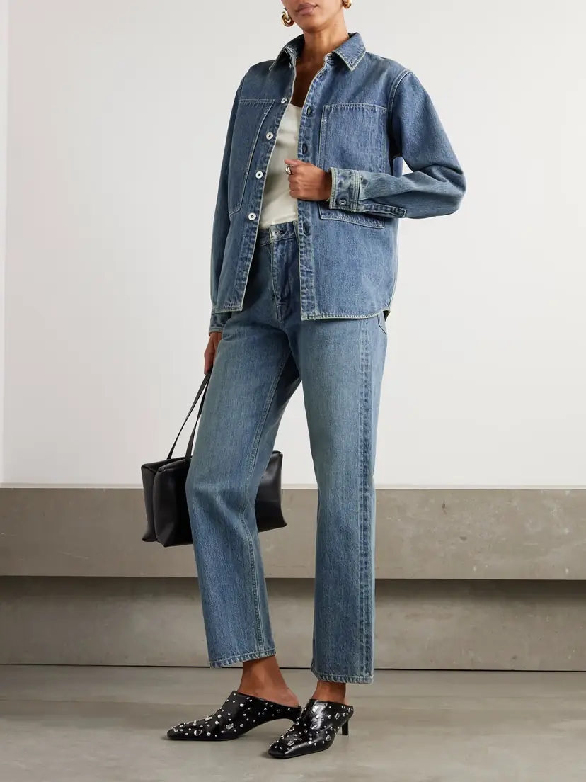Jil Sander Leather-trimmed Paneled Denim Shirt | Thumbnail 2 Jil Sander Leather-trimmed Paneled Denim Shirt | Thumbnail 2