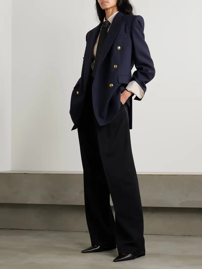 Saint Laurent Oversized Double-breasted Grain De Poudre Wool Blazer | Thumbnail 2
