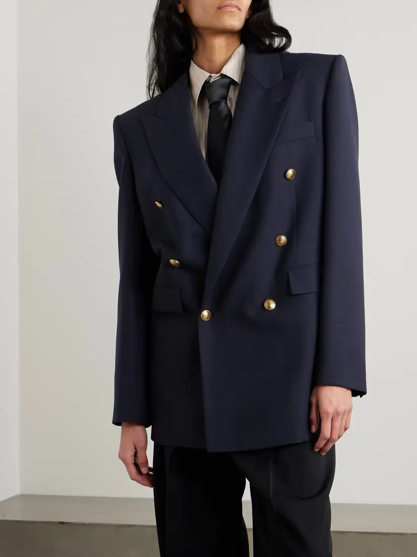Saint Laurent Oversized Double-breasted Grain De Poudre Wool Blazer | Thumbnail 3