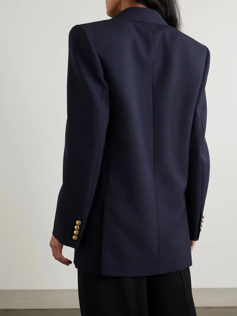 Saint Laurent Oversized Double-breasted Grain De Poudre Wool Blazer | Thumbnail 4