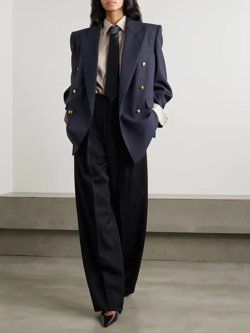 Saint Laurent Oversized Double-breasted Grain De Poudre Wool Blazer | Thumbnail 5