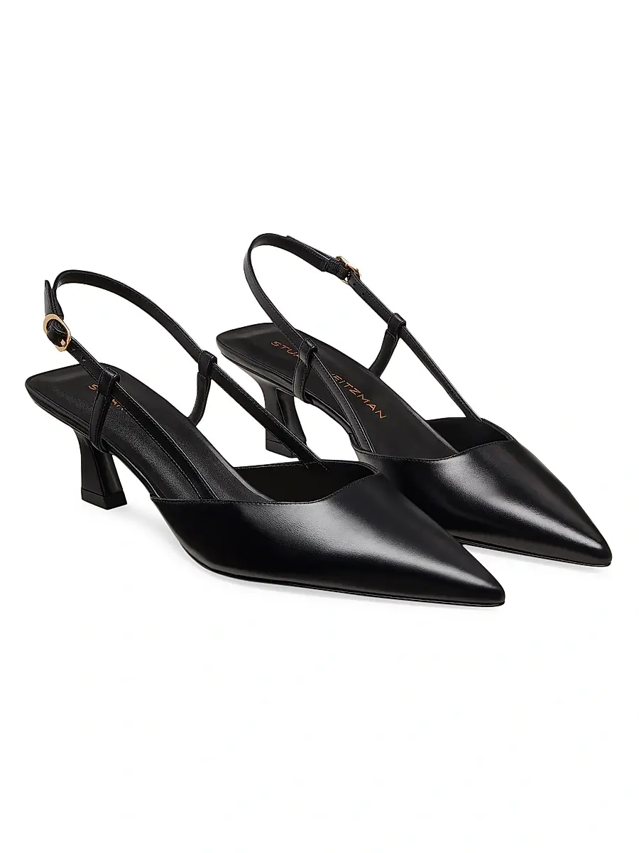 Stuart Weitzman Women's Vinnie 50MM Leather Slingback Pumps | Thumbnail 2 Stuart Weitzman Women's Vinnie 50MM Leather Slingback Pumps | Thumbnail 2