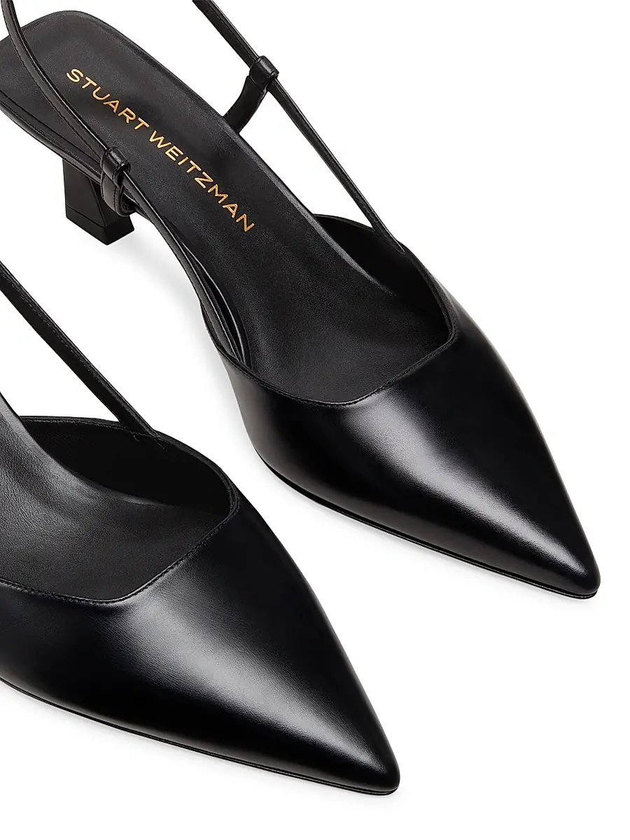 Stuart Weitzman Women's Vinnie 50MM Leather Slingback Pumps | Thumbnail 4 Stuart Weitzman Women's Vinnie 50MM Leather Slingback Pumps | Thumbnail 4