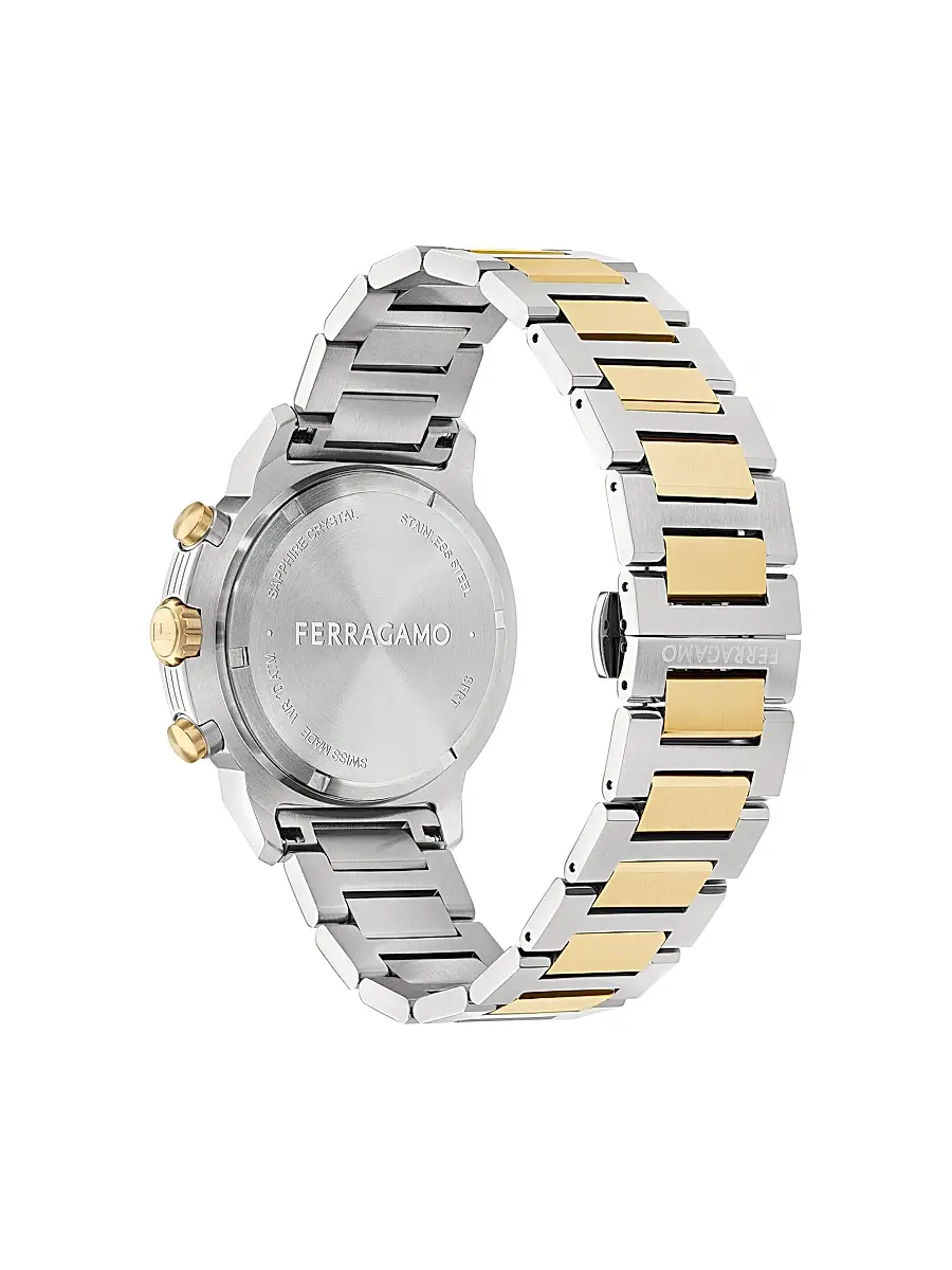 FERRAGAMO Men's Two-Tone Stainless Steel Chronograph Watch/44MM - Two Tone Green | Thumbnail 3 FERRAGAMO Men's Two-Tone Stainless Steel Chronograph Watch/44MM - Two Tone Green | Thumbnail 3