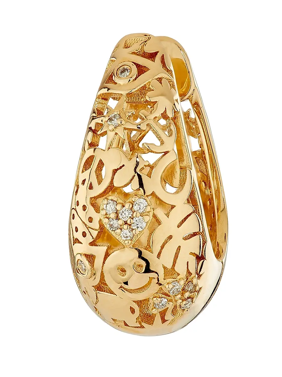 Sydney Evan Women's Icon Wallpaper 14K Yellow Gold & 0.11 TCW Diamond Domed Huggie Earrings - Yellow Gold | Thumbnail 4 Sydney Evan Women's Icon Wallpaper 14K Yellow Gold & 0.11 TCW Diamond Domed Huggie Earrings - Yellow Gold | Thumbnail 4