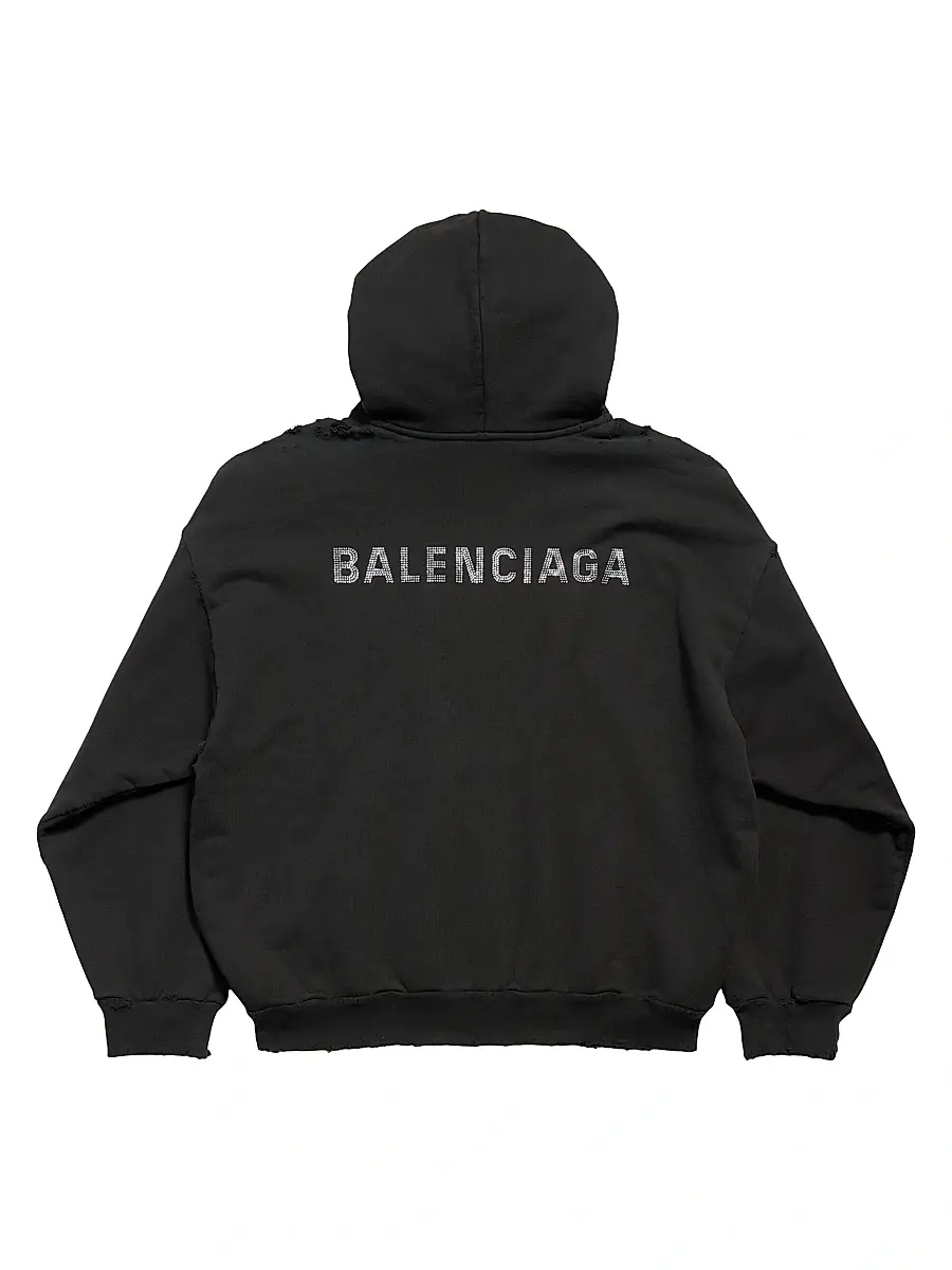 Balenciaga Women's Back Medium Fit Hoodie - Black | Thumbnail 2
