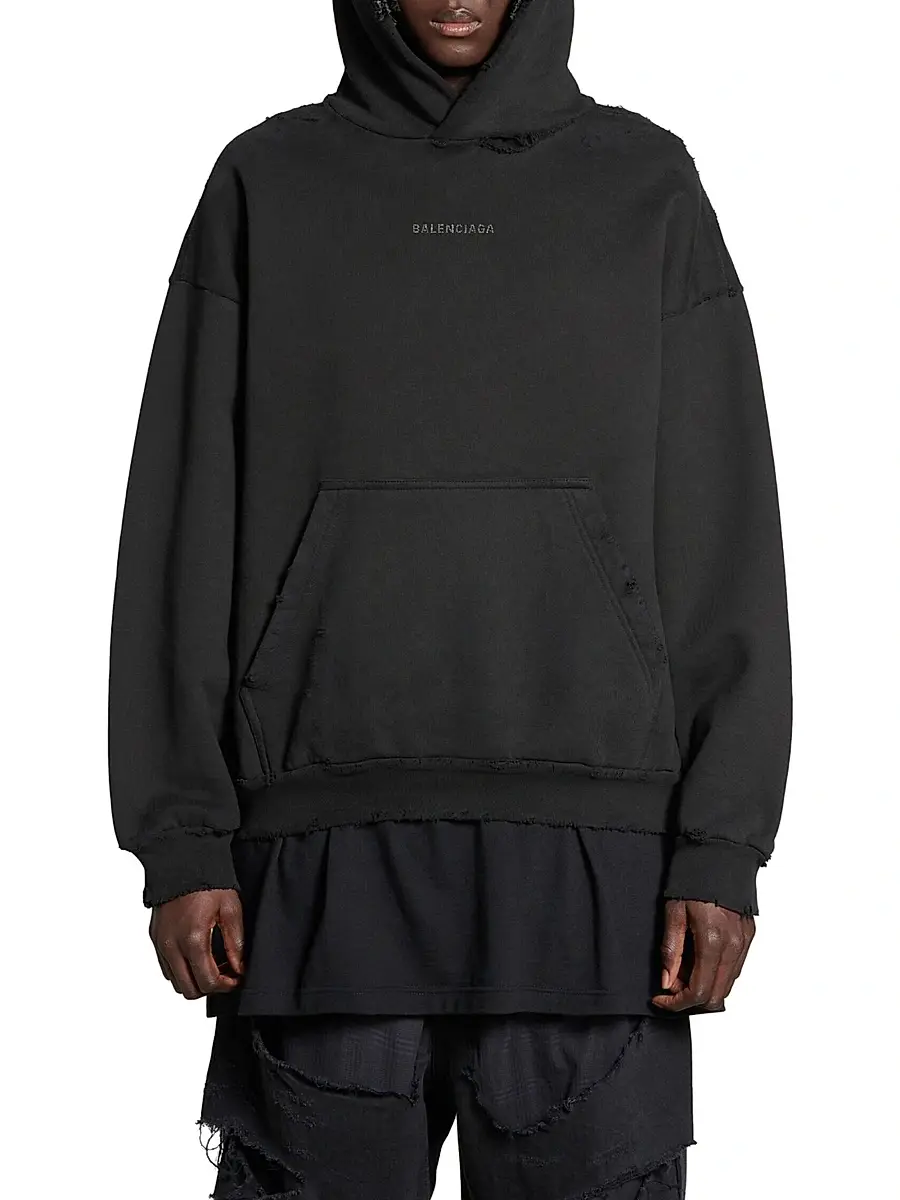 Balenciaga Women's Back Medium Fit Hoodie - Black | Thumbnail 3
