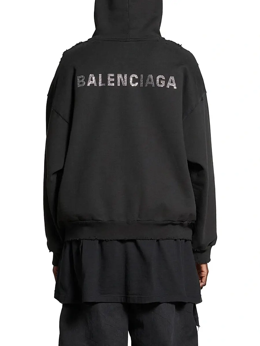 Balenciaga Women's Back Medium Fit Hoodie - Black | Thumbnail 5