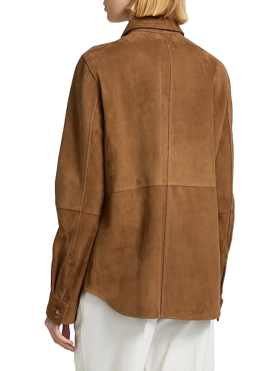 Toteme Women's Soft Suede Shirt - Tobacco | Thumbnail 5 Toteme Women's Soft Suede Shirt - Tobacco | Thumbnail 5